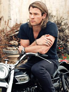 Brand, Chris Hemsworth on motorcycle